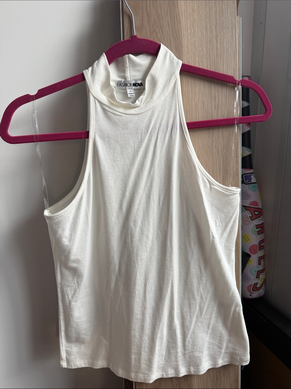 Fashion Nova Cream Mock Neck Sleeveless Tank